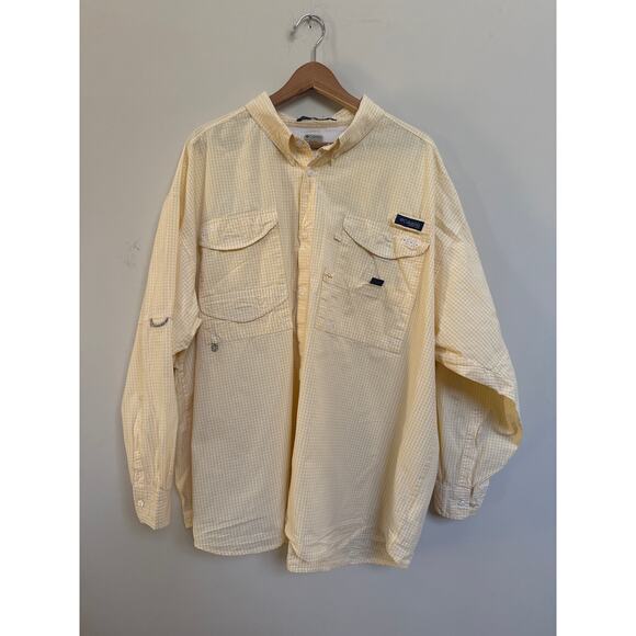 Columbia PFG Shirt Mens 3XL Super Bonehead Vented Fishing Button Down Yellow - Picture 1 of 9